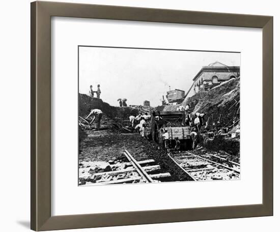 Workers Excavating Site of Northern Railway-null-Framed Photographic Print