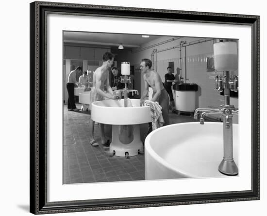 Workers in the Washroom Facility at a Steelworks, Rotherham, South Yorkshire, 1964-Michael Walters-Framed Photographic Print