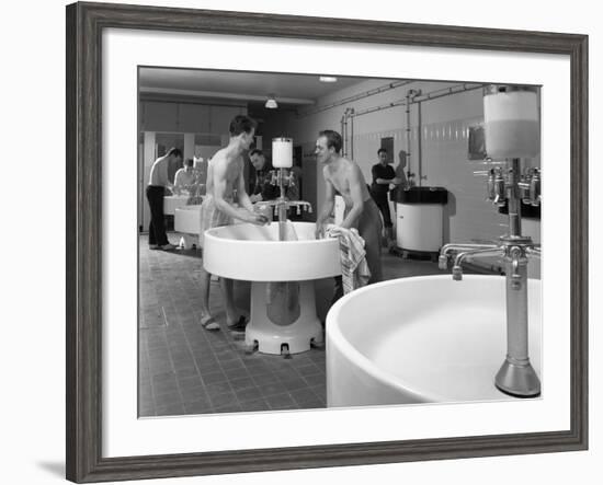 Workers in the Washroom Facility at a Steelworks, Rotherham, South Yorkshire, 1964-Michael Walters-Framed Photographic Print