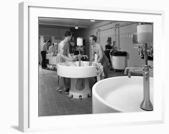 Workers in the Washroom Facility at a Steelworks, Rotherham, South Yorkshire, 1964-Michael Walters-Framed Photographic Print