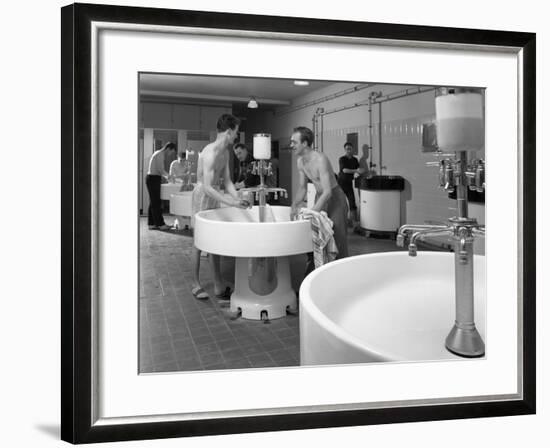 Workers in the Washroom Facility at a Steelworks, Rotherham, South Yorkshire, 1964-Michael Walters-Framed Photographic Print