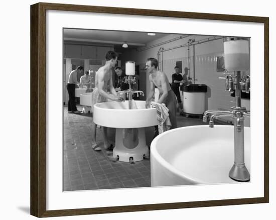 Workers in the Washroom Facility at a Steelworks, Rotherham, South Yorkshire, 1964-Michael Walters-Framed Photographic Print
