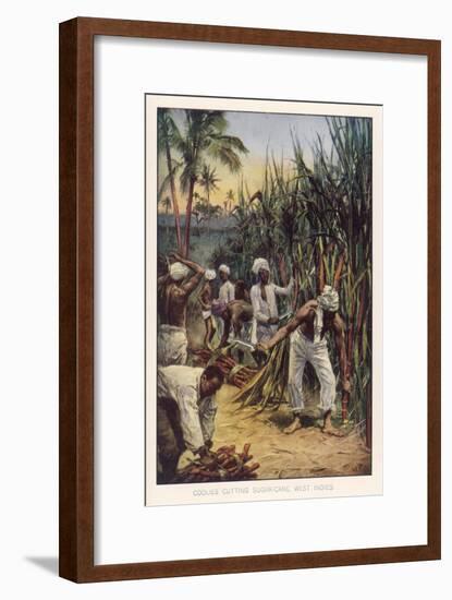 Workers in the West Indies Cut Sugar Cane-null-Framed Art Print