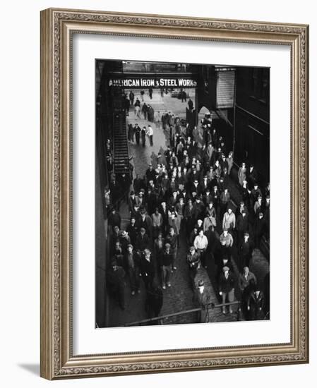 Workers Leaving Jones and Laughlin Steel Plant at 3 P.M. Shift-Margaret Bourke-White-Framed Photographic Print