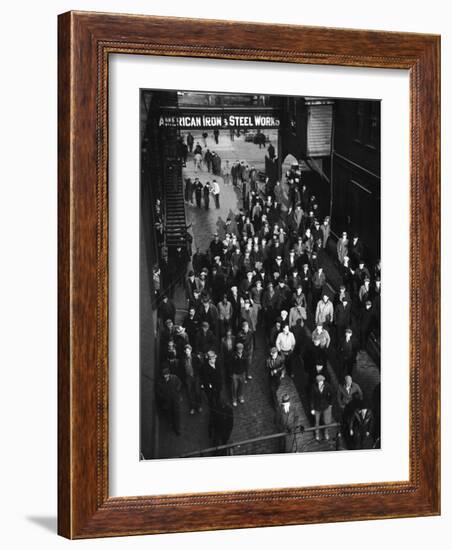 Workers Leaving Jones and Laughlin Steel Plant at 3 P.M. Shift-Margaret Bourke-White-Framed Photographic Print