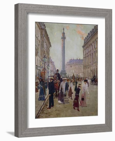 Workers Leaving Maison Paquin, in Rue De La Paix, with Place Vendomen in Background, 1906-Jean Béraud-Framed Giclee Print