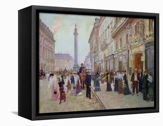 Workers Leaving the Maison Paquin, in the Rue de La Paix, circa 1900-Jean Béraud-Framed Premier Image Canvas