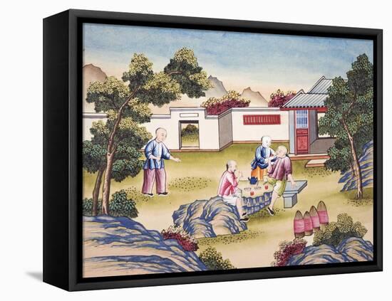 Workers Meal Time, from "The Process of Manufacturing Silk in 24 Stages"-null-Framed Premier Image Canvas