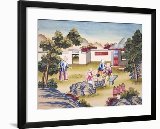 Workers Meal Time, from "The Process of Manufacturing Silk in 24 Stages"-null-Framed Giclee Print