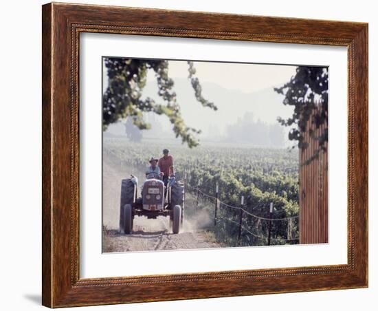 Workers on a Tractor at the Conchay Toro Vineyards, Chile-Bill Ray-Framed Photographic Print