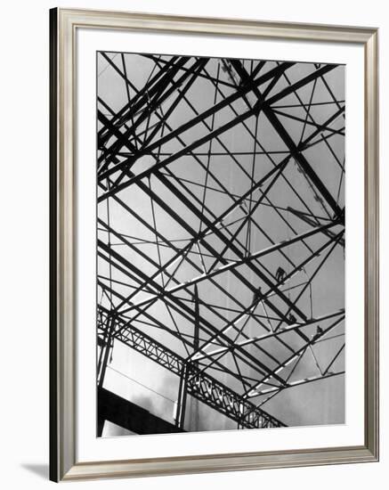 Workers on Roof Girders During the Construction of New Carnegie-Illinois Steel Plant-Margaret Bourke-White-Framed Premium Photographic Print