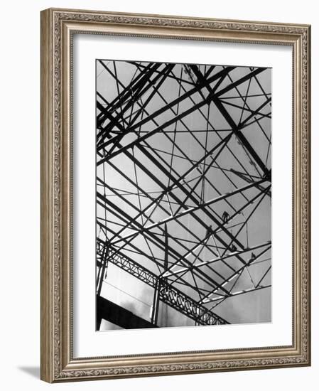 Workers on Roof Girders During the Construction of New Carnegie-Illinois Steel Plant-Margaret Bourke-White-Framed Photographic Print