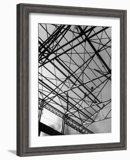 Workers on Roof Girders During the Construction of New Carnegie-Illinois Steel Plant-Margaret Bourke-White-Framed Photographic Print