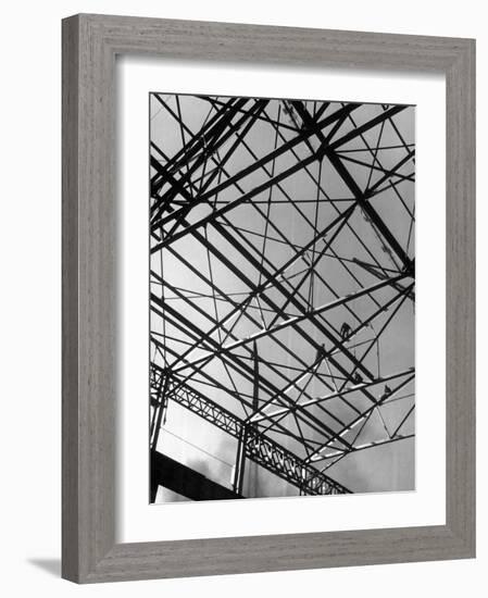 Workers on Roof Girders During the Construction of New Carnegie-Illinois Steel Plant-Margaret Bourke-White-Framed Photographic Print