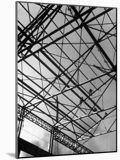 Workers on Roof Girders During the Construction of New Carnegie-Illinois Steel Plant-Margaret Bourke-White-Mounted Photographic Print