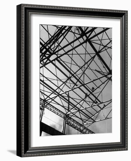 Workers on Roof Girders During the Construction of New Carnegie-Illinois Steel Plant-Margaret Bourke-White-Framed Photographic Print