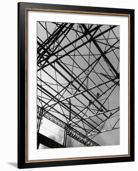 Workers on Roof Girders During the Construction of New Carnegie-Illinois Steel Plant-Margaret Bourke-White-Framed Photographic Print