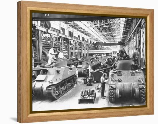 Workers on the Assembly Line at the Chrysler Tank Arsenal-null-Framed Premier Image Canvas
