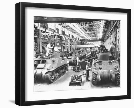 Workers on the Assembly Line at the Chrysler Tank Arsenal-null-Framed Photographic Print