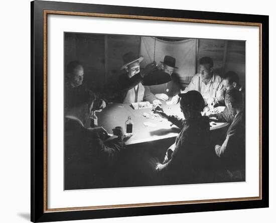 Workers on the Fort Blanding Site Playing a Game of Poker-Thomas D^ Mcavoy-Framed Photographic Print