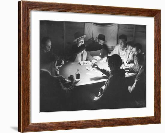 Workers on the Fort Blanding Site Playing a Game of Poker-Thomas D^ Mcavoy-Framed Photographic Print