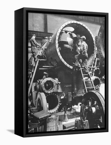 Workers Putting Together the Boiler Tube Portion of an 0-8-0 Switching Locomotive-Andreas Feininger-Framed Premier Image Canvas