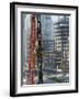 Workers Service Crane Across Street from National Bank Building under Construction on Park Ave-Dmitri Kessel-Framed Photographic Print