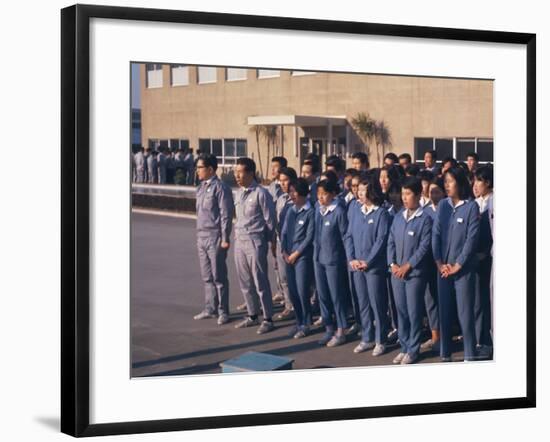 Workers Singing Firm's Song, Matsushita Electric, Japan-David Lomax-Framed Photographic Print