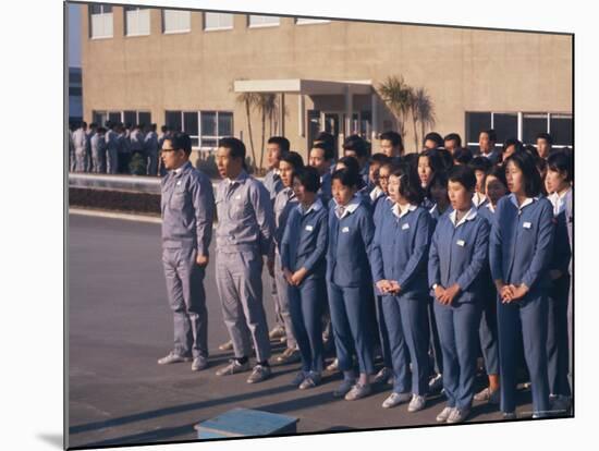 Workers Singing Firm's Song, Matsushita Electric, Japan-David Lomax-Mounted Photographic Print