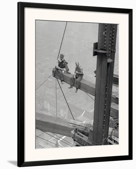 Workers Sitting on Steel Beam-null-Framed Art Print