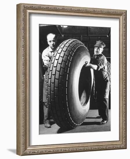 Workers with Truck Tires at Us Rubber Plant-Andreas Feininger-Framed Photographic Print