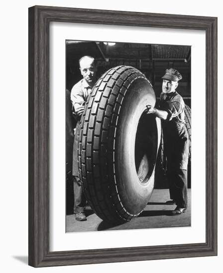 Workers with Truck Tires at Us Rubber Plant-Andreas Feininger-Framed Photographic Print