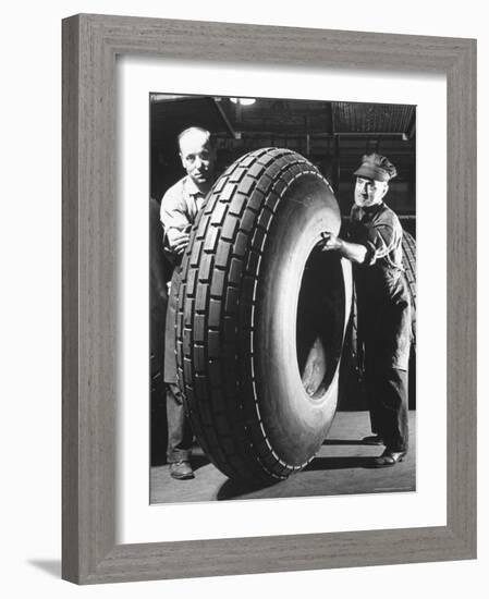Workers with Truck Tires at Us Rubber Plant-Andreas Feininger-Framed Photographic Print