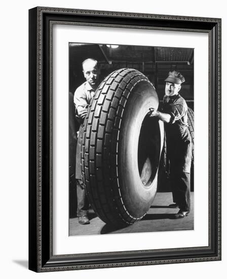 Workers with Truck Tires at Us Rubber Plant-Andreas Feininger-Framed Photographic Print