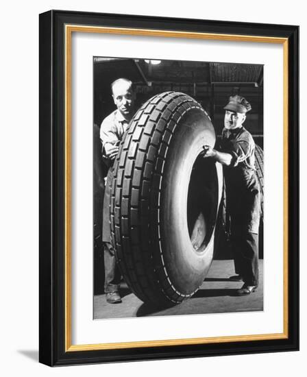 Workers with Truck Tires at Us Rubber Plant-Andreas Feininger-Framed Photographic Print