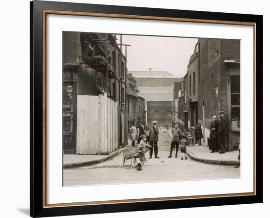 Working Class Children Playing in a Cobbled Street in Wapping, East London-null-Framed Photographic Print