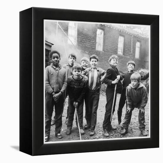 Working Class Children Playing Together in Sheffield-Henry Grant-Framed Premier Image Canvas