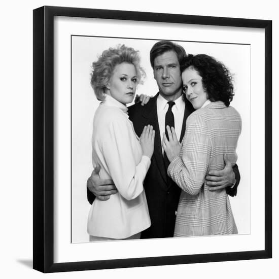 Working Girl by MikeNichols with Harrison Ford, Melanie Griffith and Sigourney Weaver, 1988 (b/w ph-null-Framed Photo