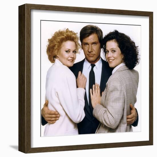 Working Girl by MikeNichols with Harrison Ford, Melanie Griffith and Sigourney Weaver, 1988 (photo)-null-Framed Photo