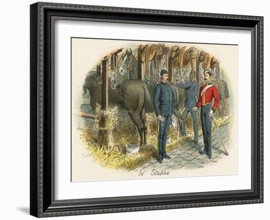 Working in the Military Stables-Richard Simkin-Framed Art Print