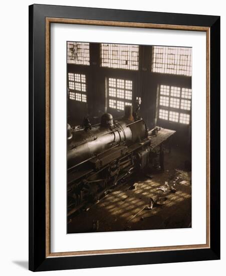 Working on a locomotive at the 40th Street railroad shops, Chicago, 1942-Jack Delano-Framed Giclee Print