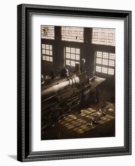 Working on a locomotive at the 40th Street railroad shops, Chicago, 1942-Jack Delano-Framed Giclee Print