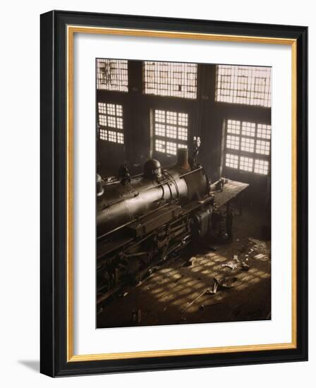 Working on a locomotive at the 40th Street railroad shops, Chicago, 1942-Jack Delano-Framed Giclee Print