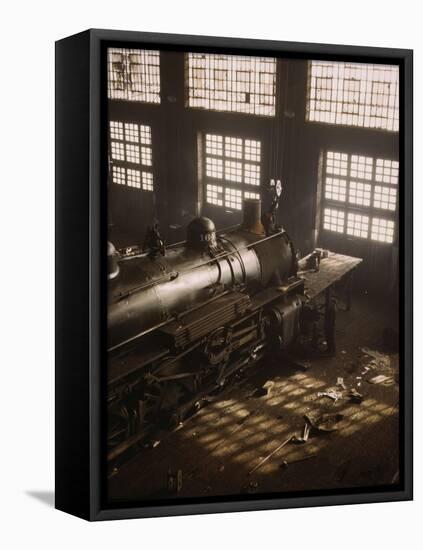 Working on a locomotive at the 40th Street railroad shops, Chicago, 1942-Jack Delano-Framed Premier Image Canvas