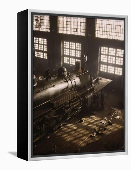 Working on a locomotive at the 40th Street railroad shops, Chicago, 1942-Jack Delano-Framed Premier Image Canvas