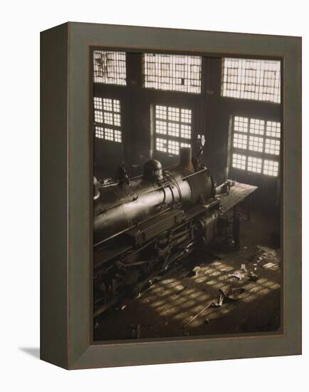 Working on a Locomotive at the 40th Street Railroad Shops, Chicago, Illinois-Stocktrek Images-Framed Premier Image Canvas