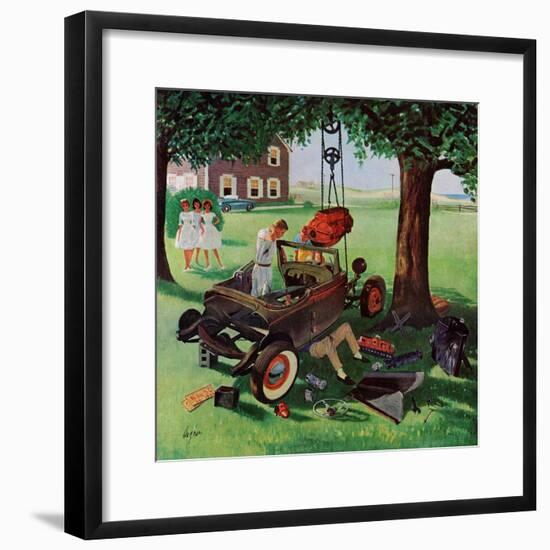 "Working on the Jalopy," July 15, 1961-George Hughes-Framed Giclee Print