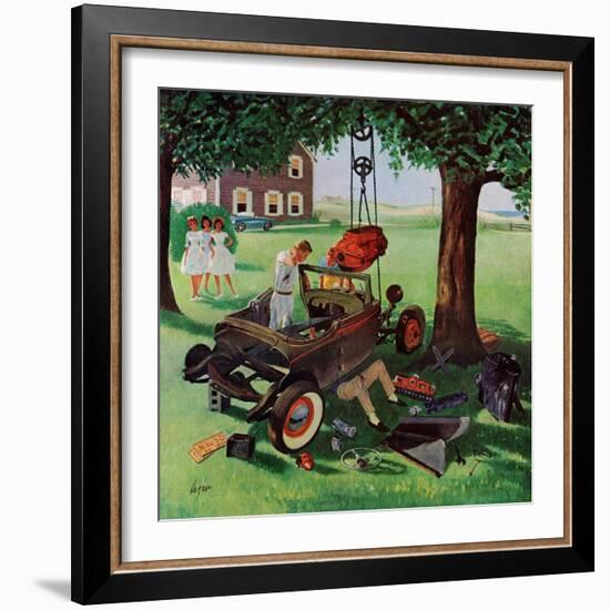 "Working on the Jalopy," July 15, 1961-George Hughes-Framed Giclee Print