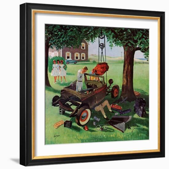 "Working on the Jalopy," July 15, 1961-George Hughes-Framed Giclee Print