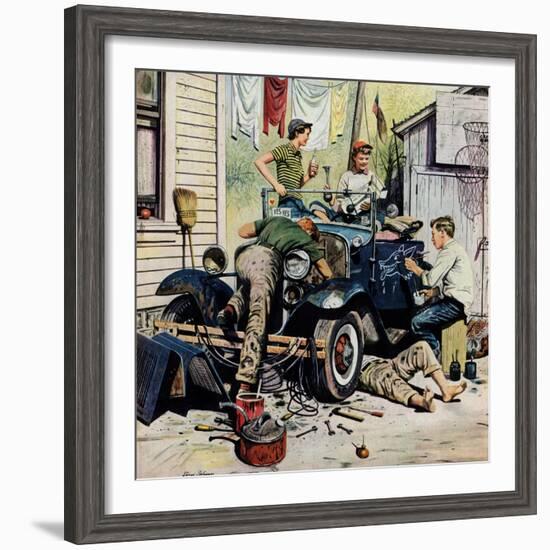 "Working on the Jalopy", May 20, 1950-Stevan Dohanos-Framed Giclee Print